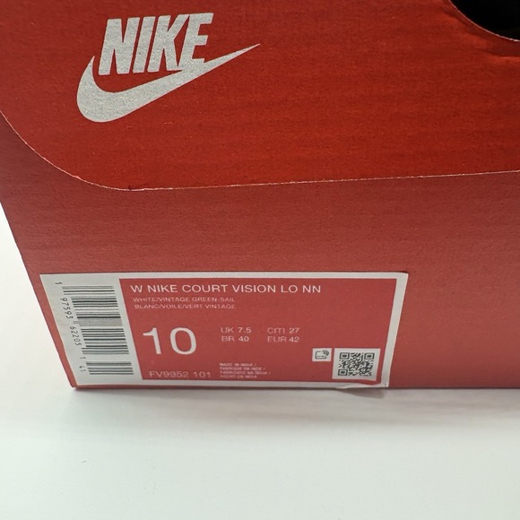 Nike Court Vision Lo NN White/Green Sail Low-Top Shoes FV9952-101 Womens Size 10 - Picture 8 of 9